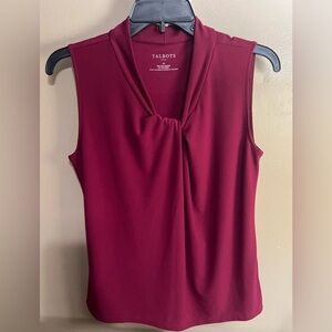 Talbots knot-front sleeveless top burgundy Medium